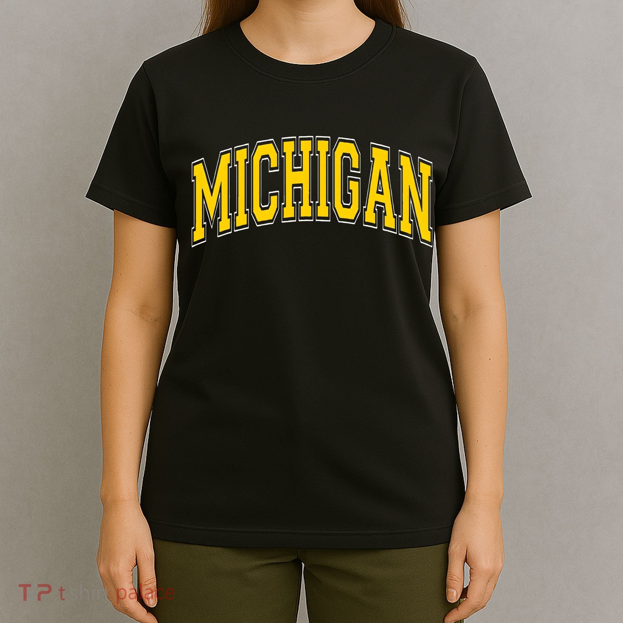 Michigan MI VintageStyle Maize Font T-Shirt