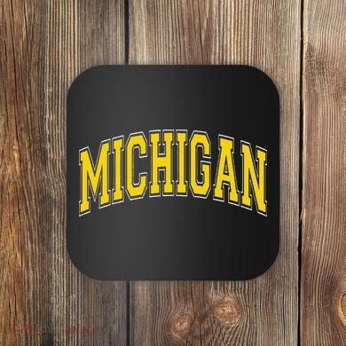 Michigan Mi Vintagestyle Maize Font Coaster