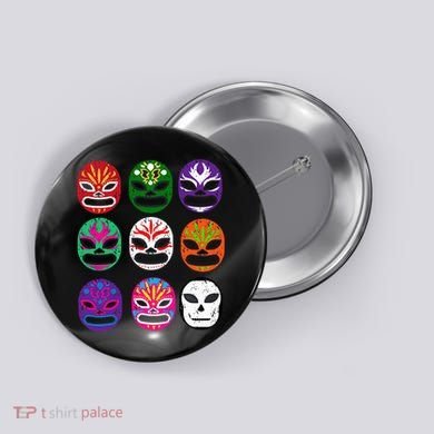 Masks Mexican Wrestling Mask Button