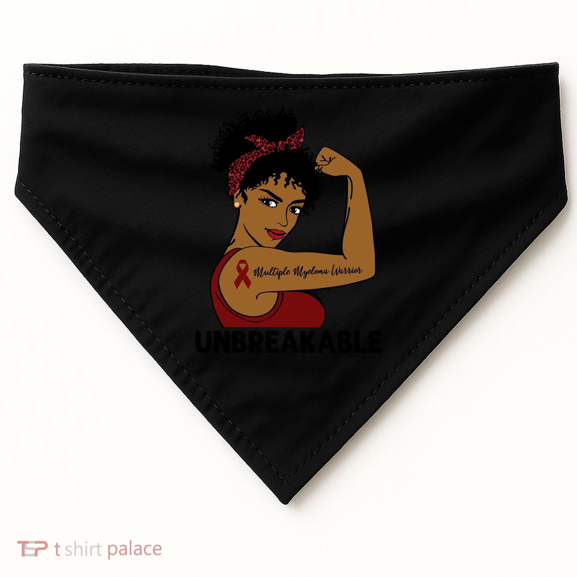 Multiple Myeloma Warrior Black Unbreakable Awareness Gift USA-Made Doggie Bandana