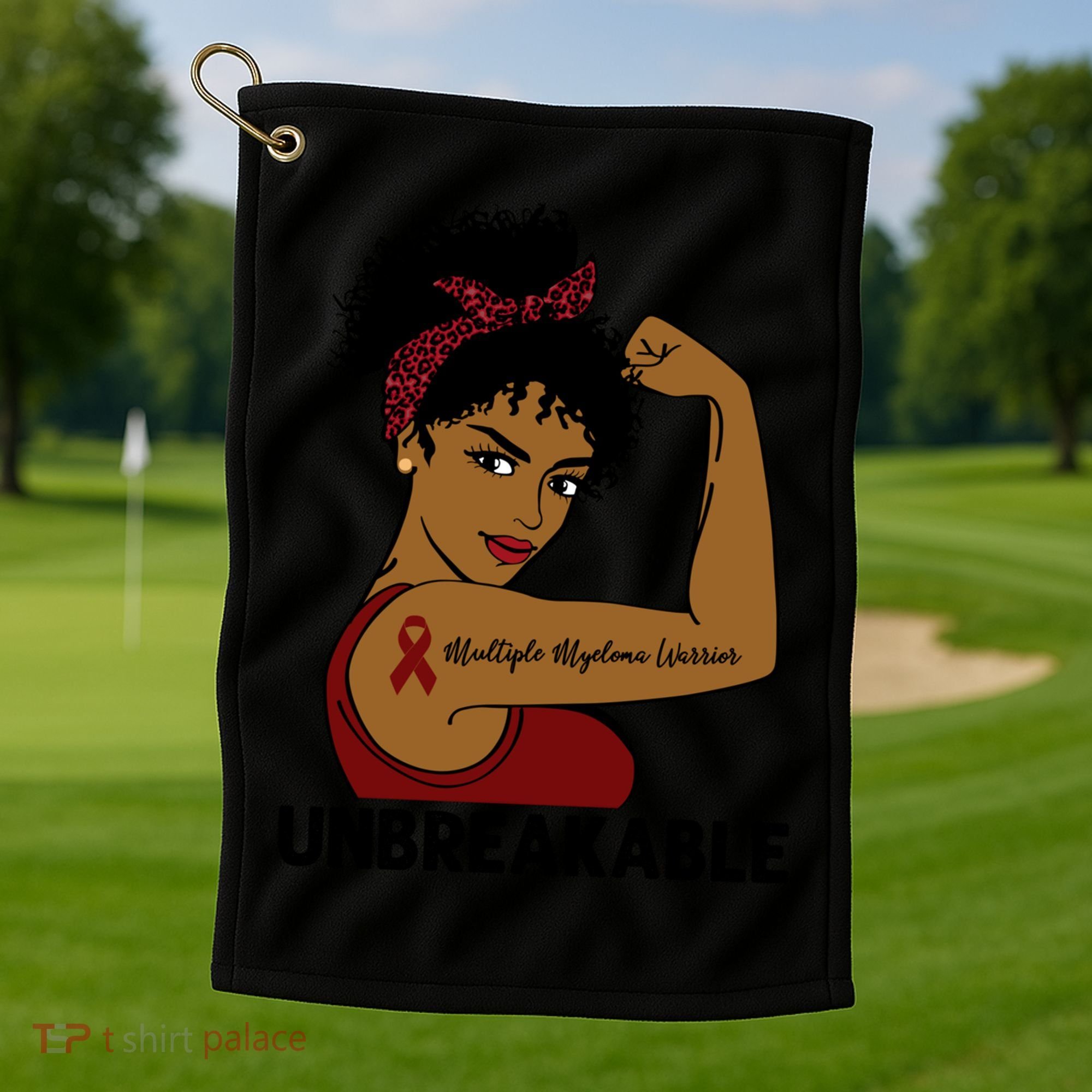 Multiple Myeloma Warrior Black Unbreakable Awareness Gift Golf Towel