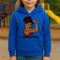 Multiple Myeloma Warrior Black Unbreakable Awareness Gift Kids Hoodie thumb 3