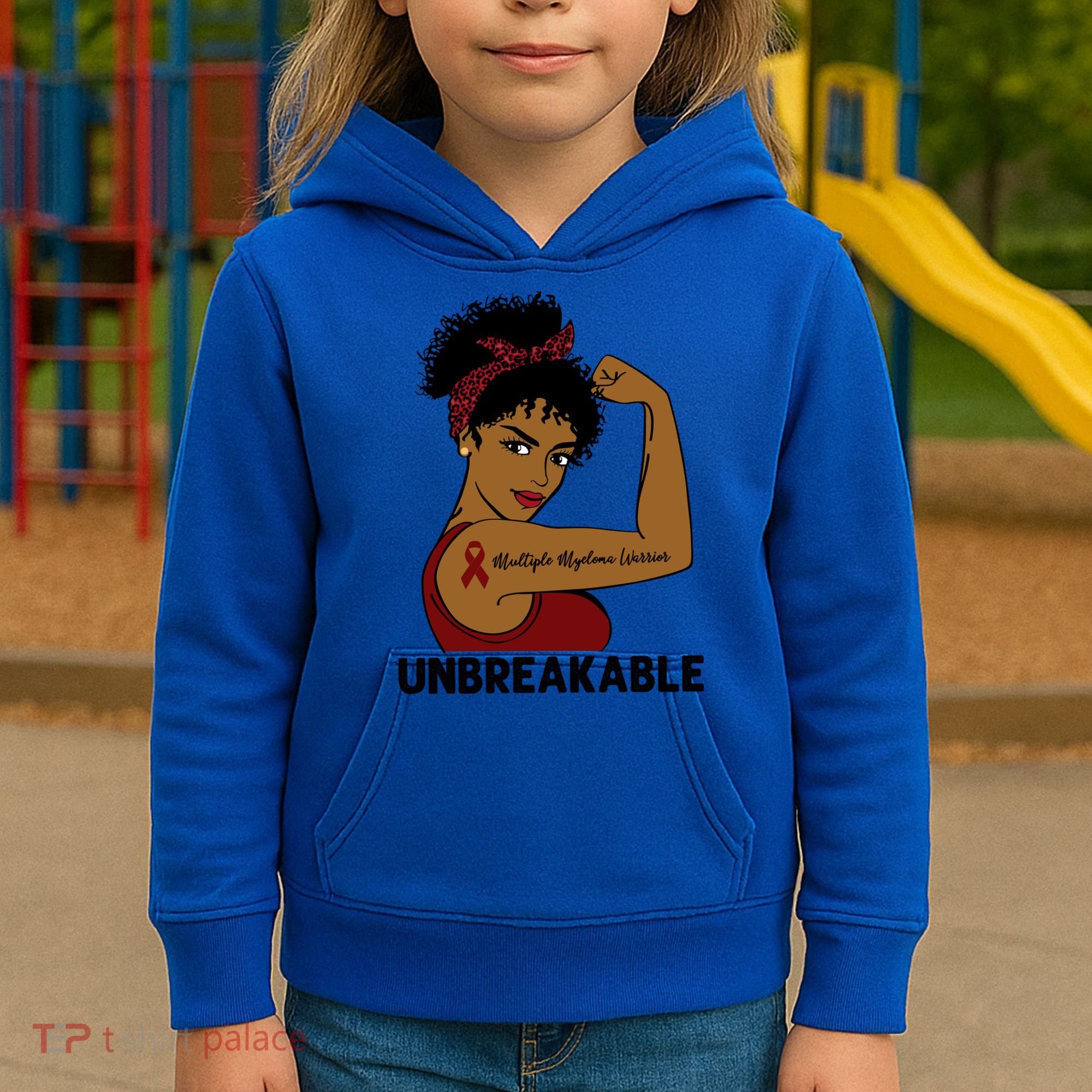 Multiple Myeloma Warrior Black Unbreakable Awareness Gift Kids Hoodie