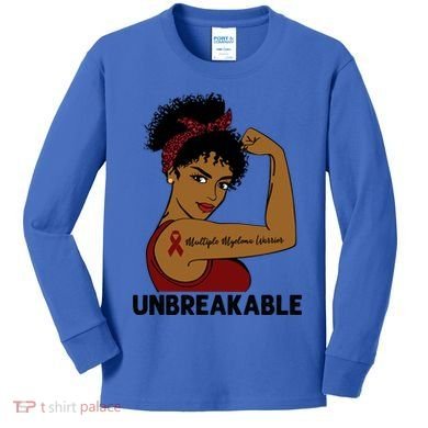 Multiple Myeloma Warrior Black Unbreakable Awareness Gift Kids Long Sleeve Shirt