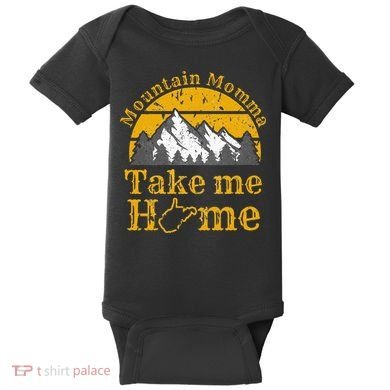 Mountain Momma West Virginia Take Me Home WV Map Mountains Baby Bodysuit