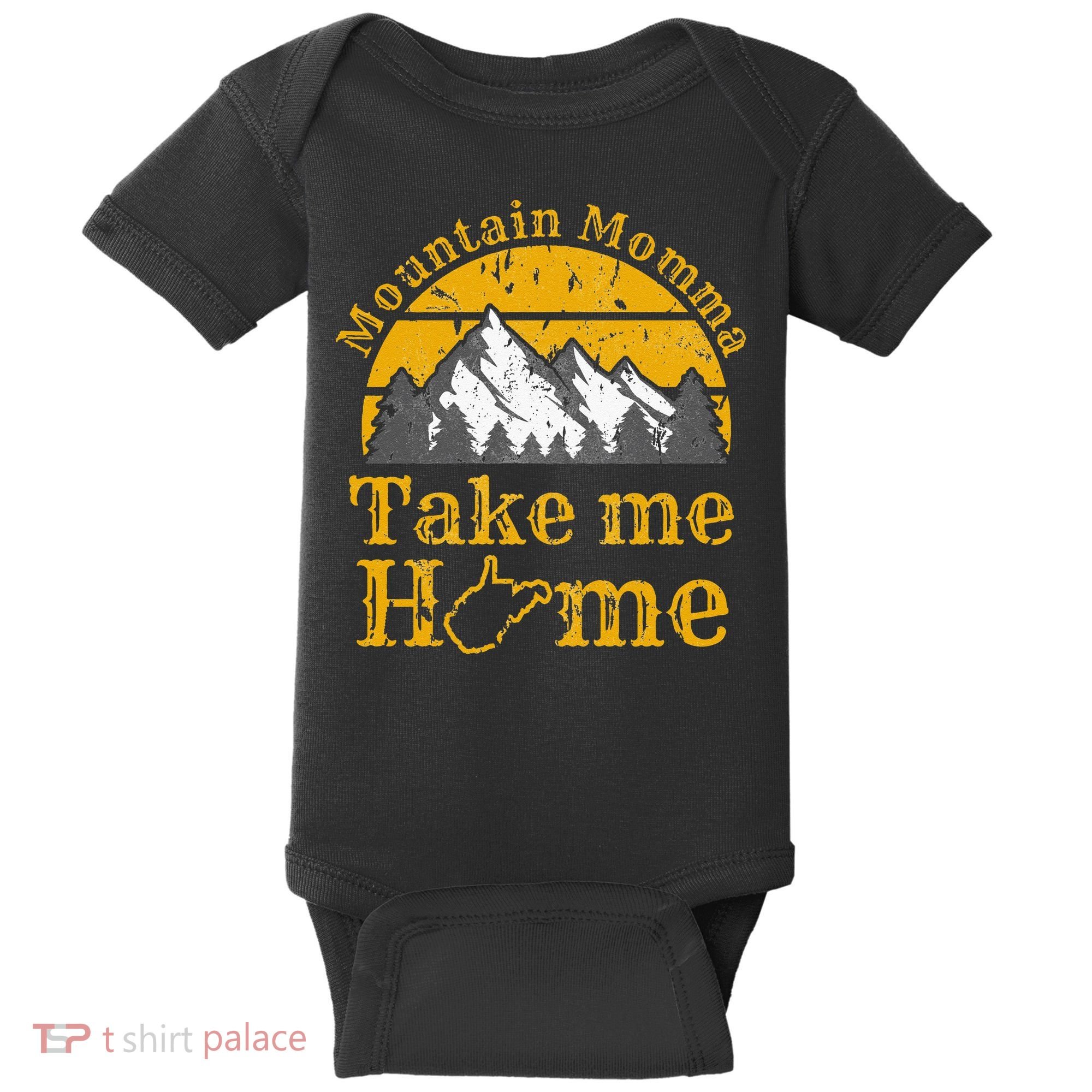 Mountain Momma West Virginia Take Me Home WV Map Mountains Baby Bodysuit
