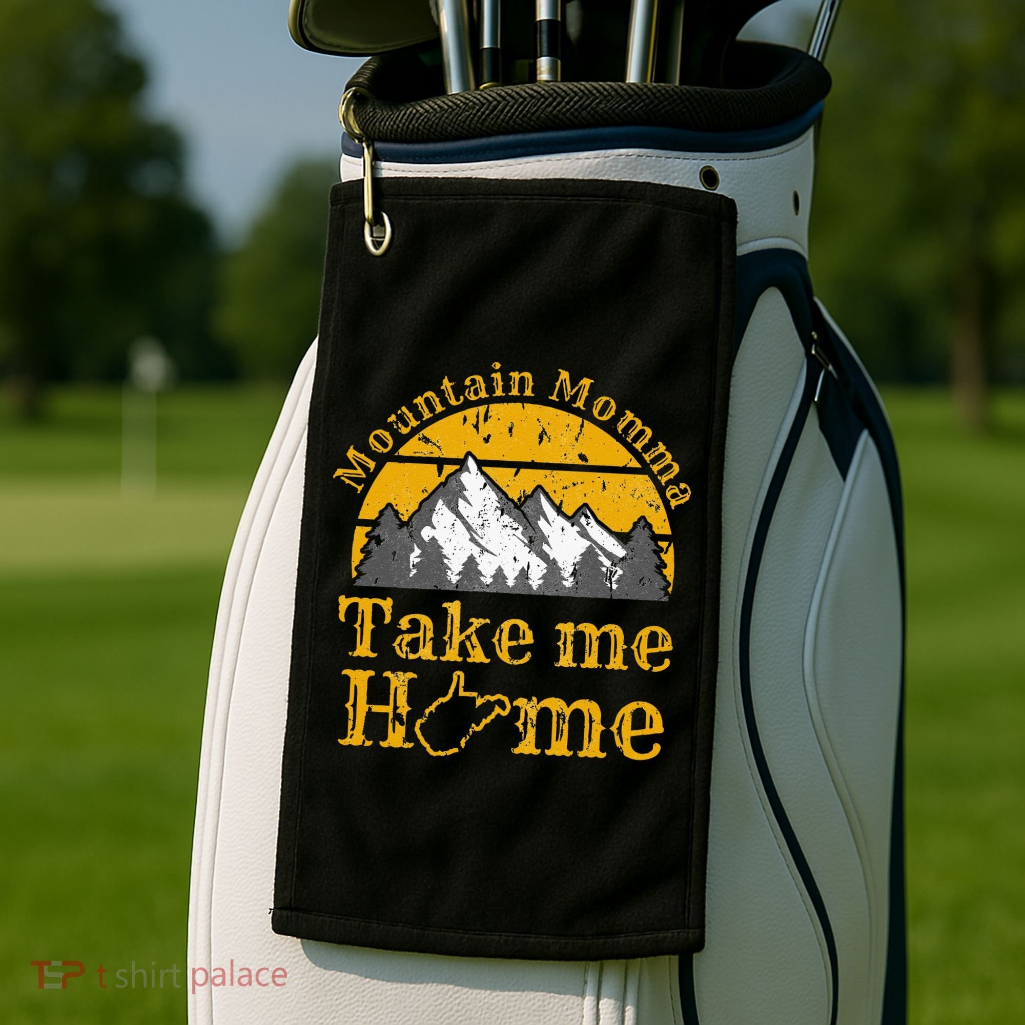 Mountain Momma West Virginia Take Me Home WV Map Mountains Golf Towel