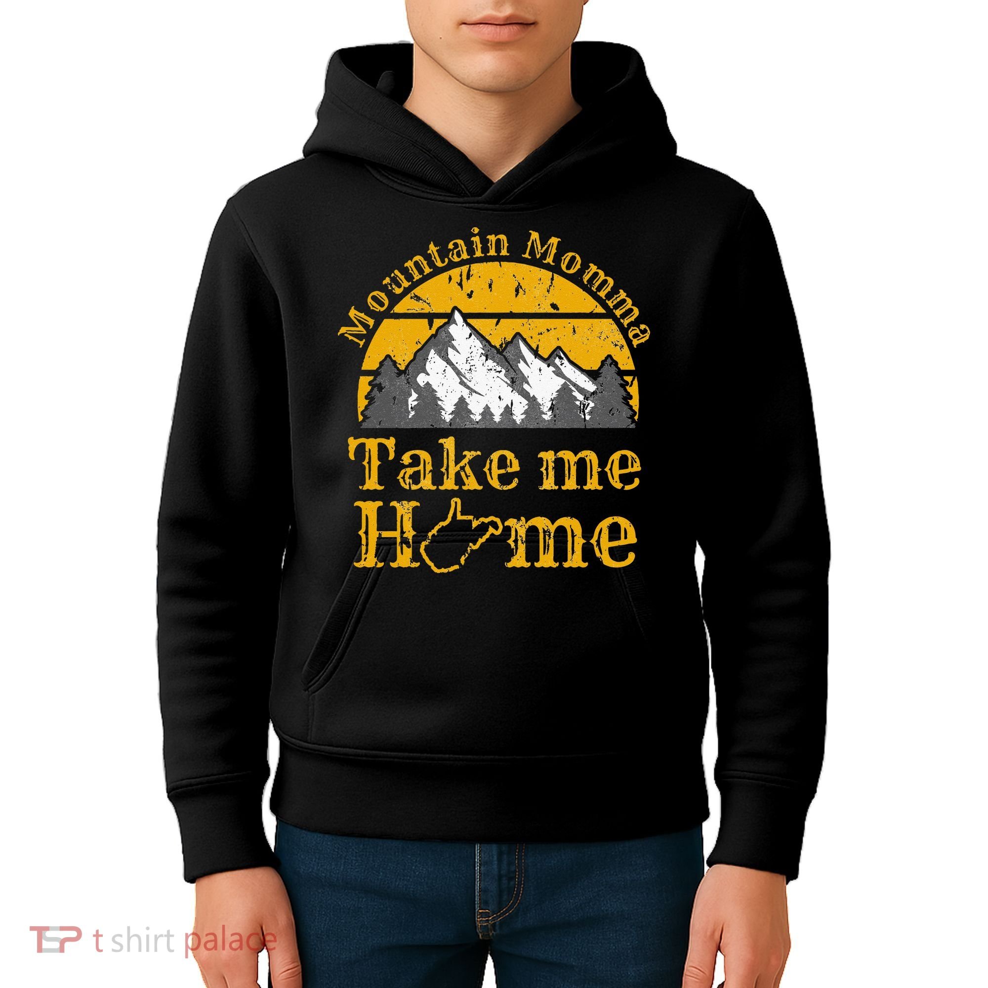 Mountain Momma West Virginia Take Me Home WV Map Mountains Kids Hoodie