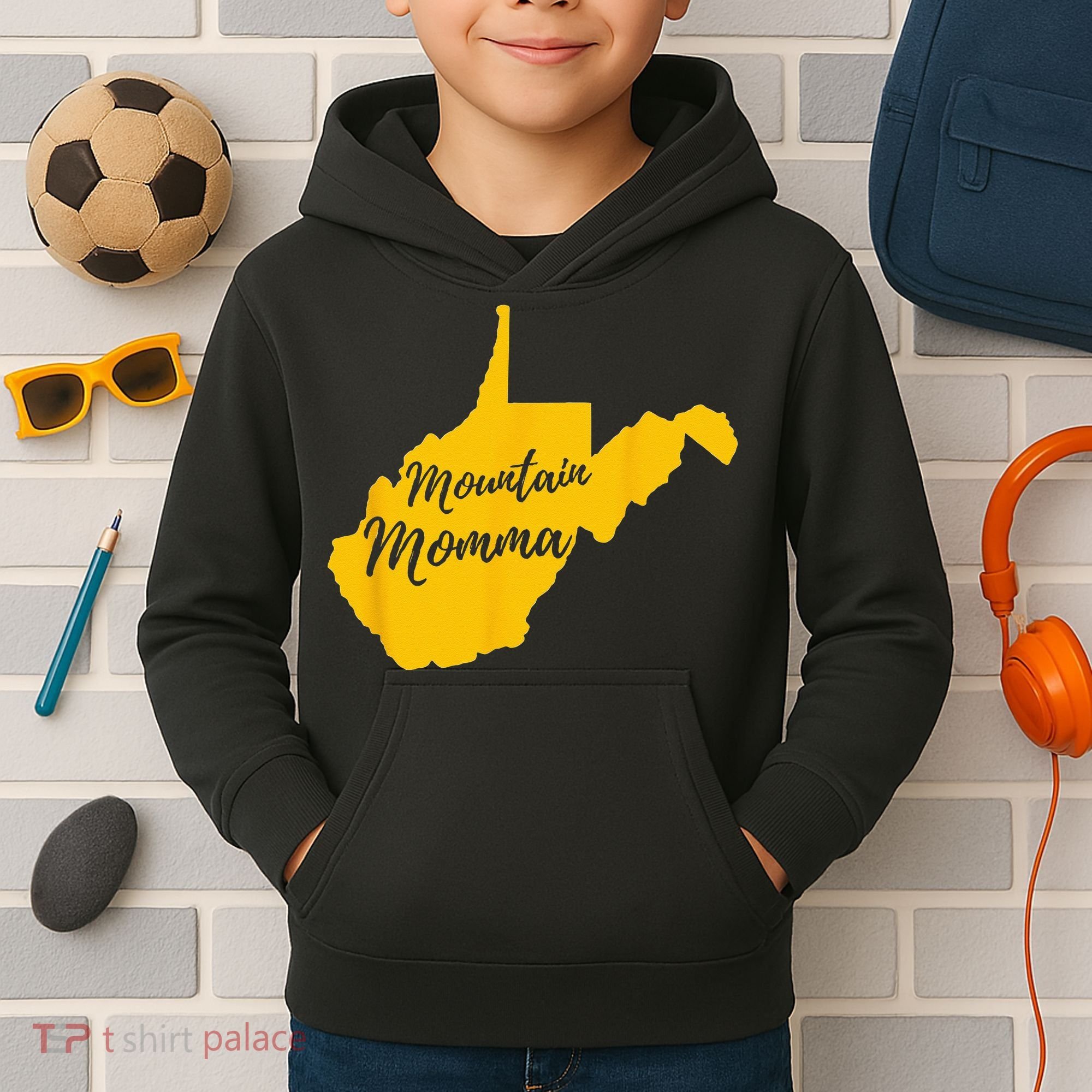 Mountain Momma West Virginia State Map Kids Hoodie