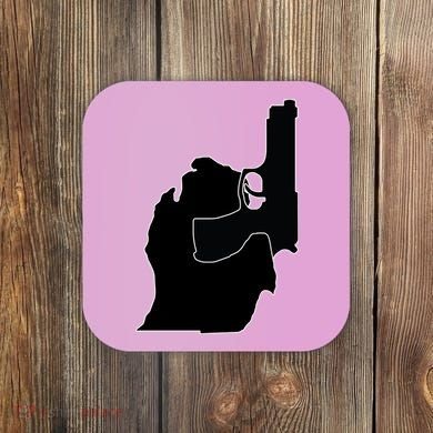Michigan Mitten With Gun Design Coaster