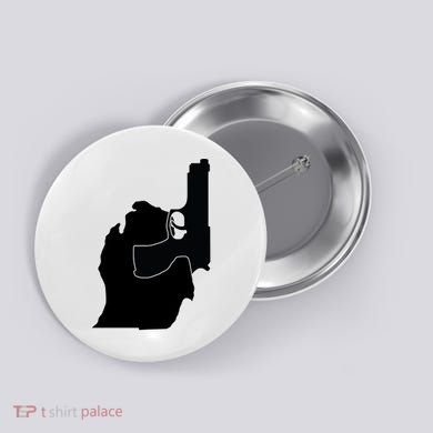Michigan Mitten With Gun Design Button