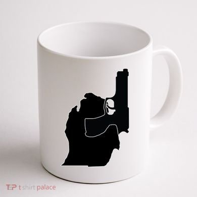 Michigan Mitten With Gun Design Coffee Mug back