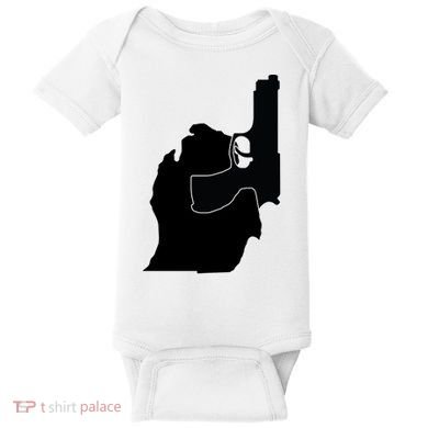 Michigan Mitten With Gun Design Baby Bodysuit