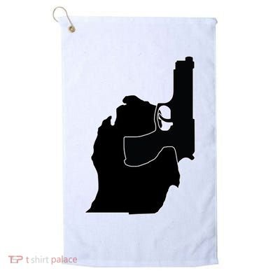 Michigan Mitten With Gun Design Golf Towel