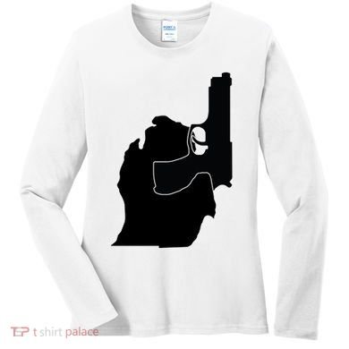 Michigan Mitten With Gun Design Women's Long Sleeve Shirt