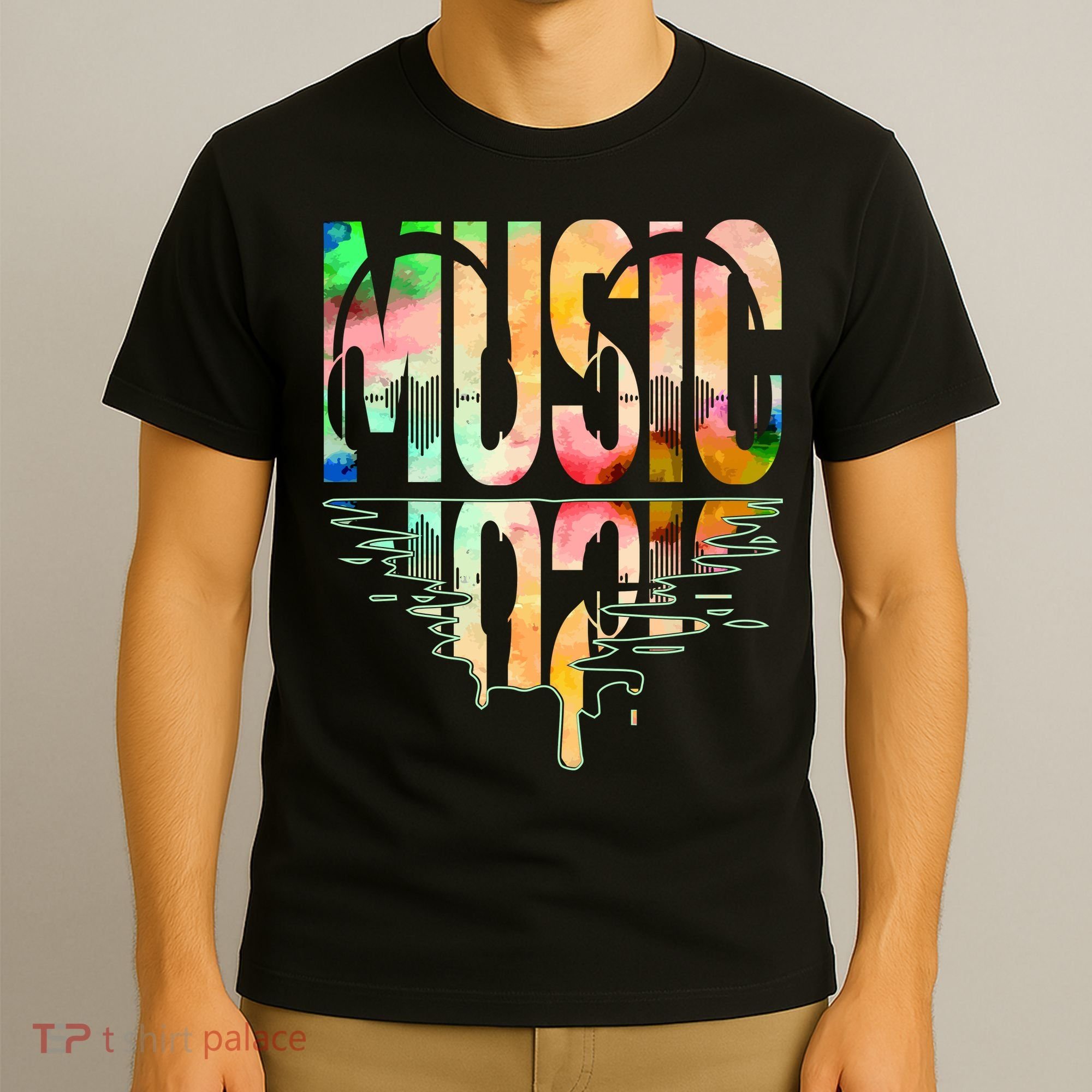 Music Mirrored Watercolor Logo T-Shirt