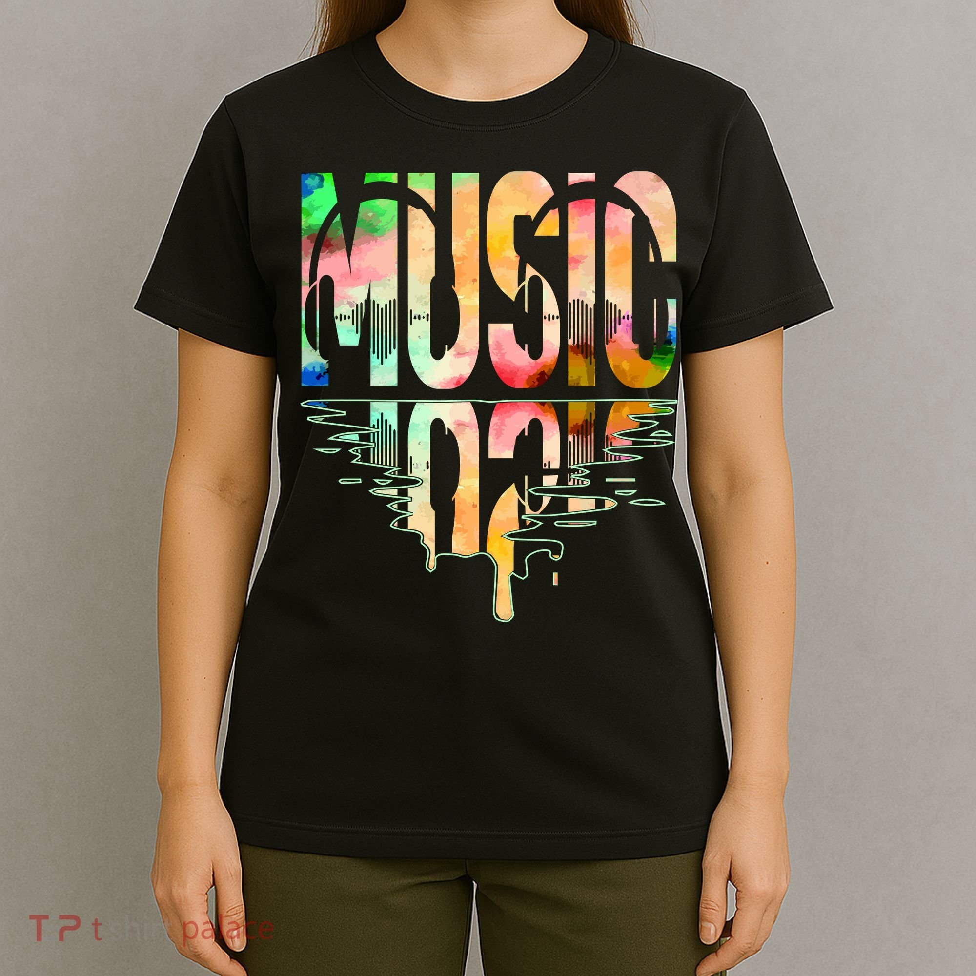 Music Mirrored Watercolor Logo T-Shirt