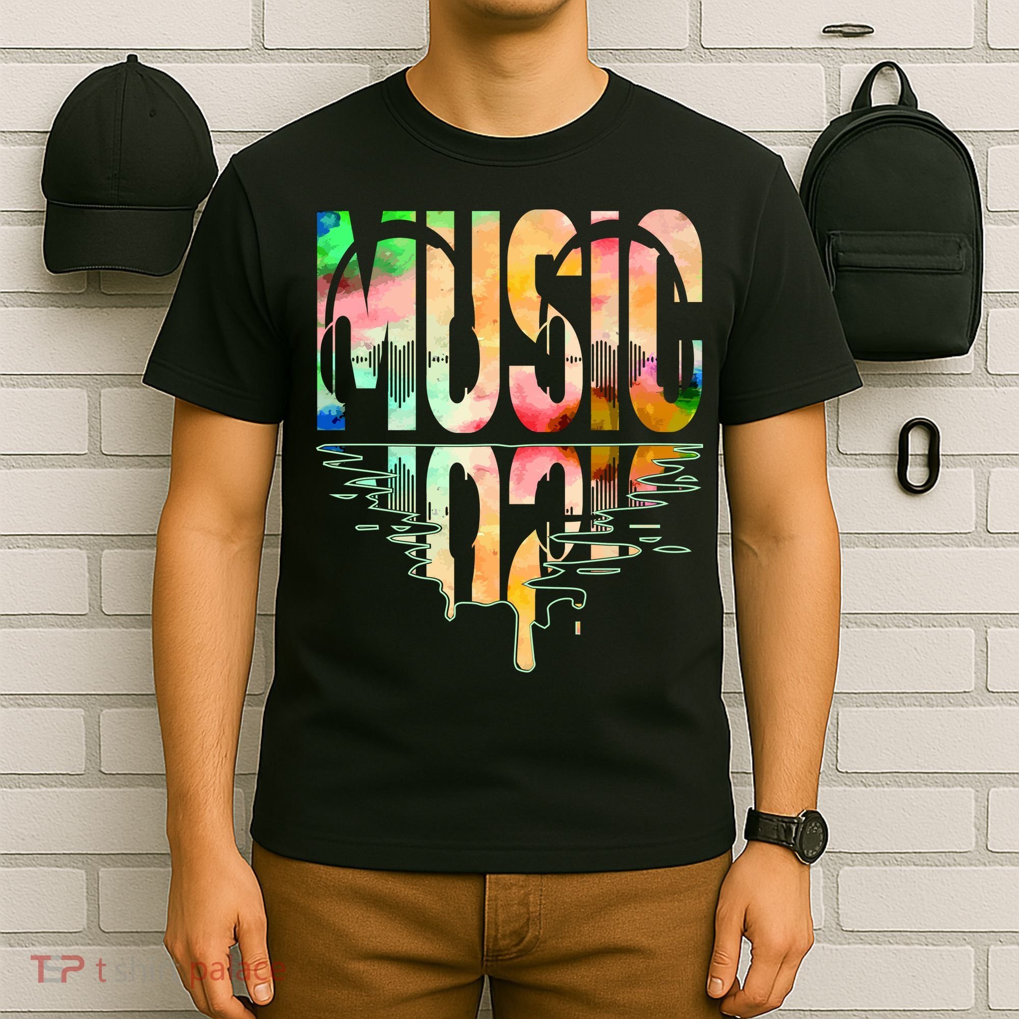Music Mirrored Watercolor Logo T-Shirt