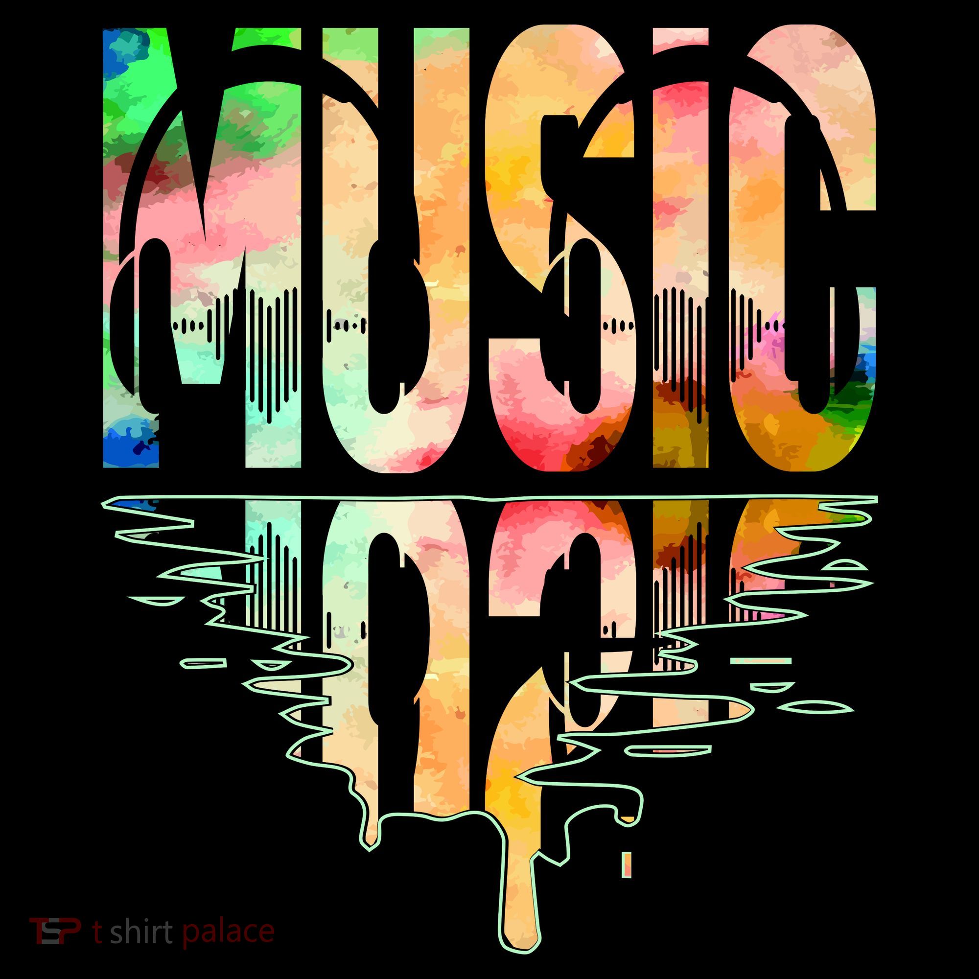 Music Mirrored Watercolor Logo T-Shirt