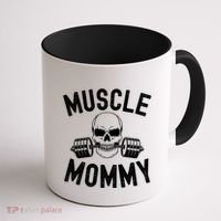 Muscle Mommy Weightlifter Mom Cool Skull Gym Mother Workout Cool Gift Coffee Mug thumb 1
