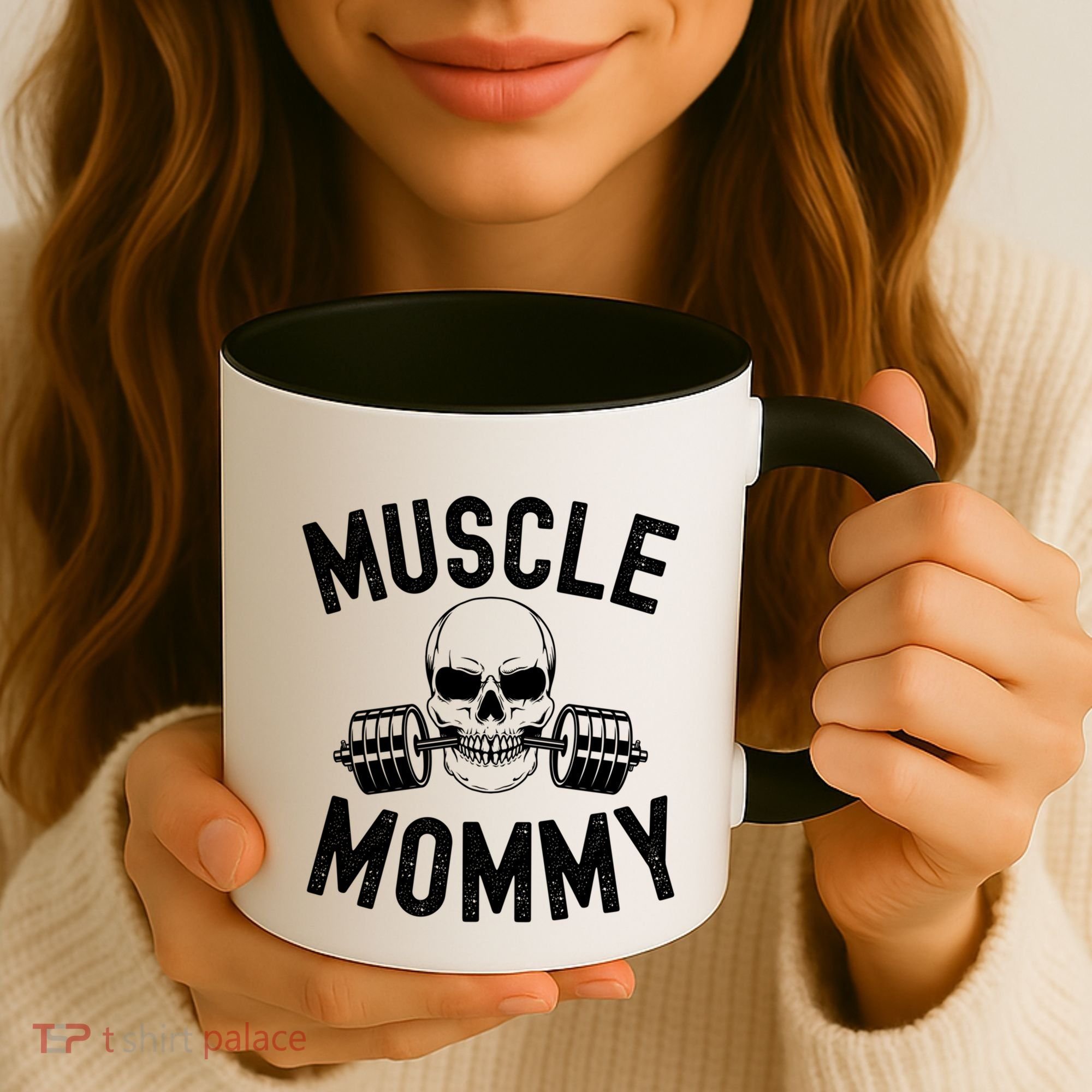 Muscle Mommy Weightlifter Mom Cool Skull Gym Mother Workout Cool Gift Coffee Mug