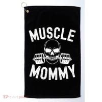 Muscle Mommy Weightlifter Mom Cool Skull Gym Mother Workout Cool Gift Golf Towel thumb 0