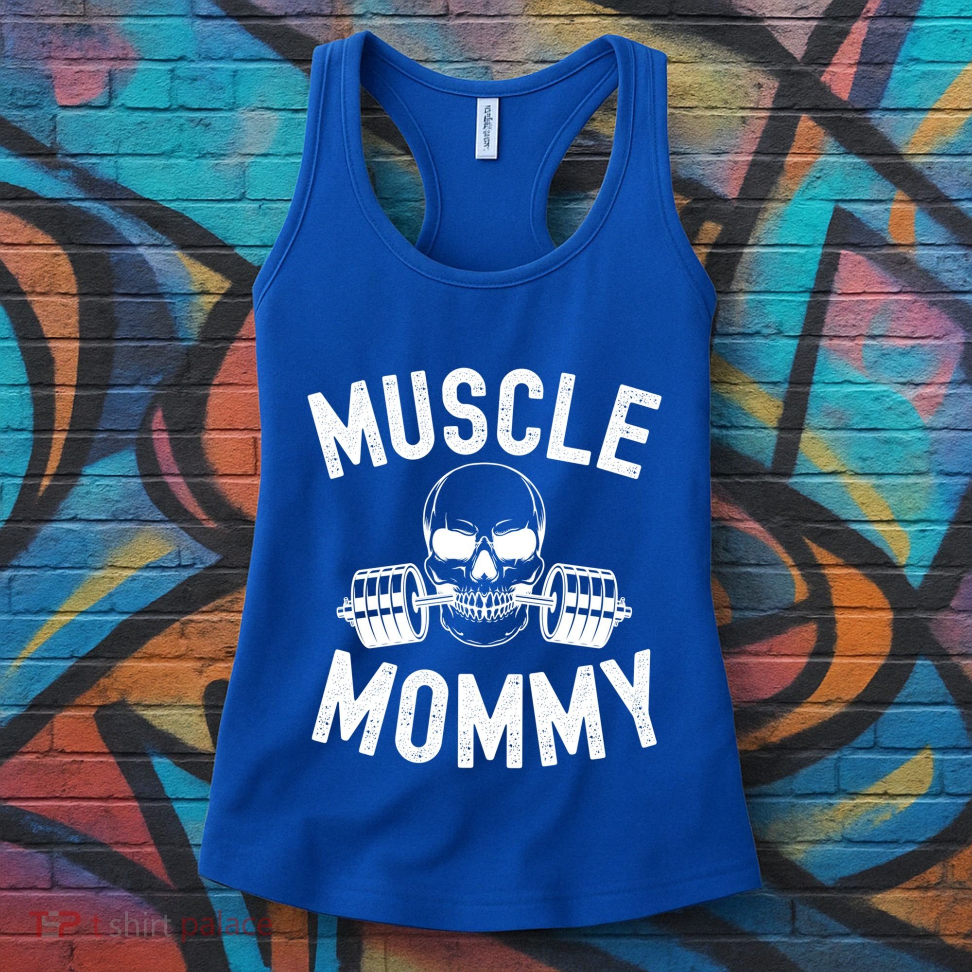 Muscle Mommy Weightlifter Mom Cool Skull Gym Mother Workout Cool Gift Women's Tank Top