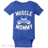 Muscle Mommy Weightlifter Mom Cool Skull Gym Mother Workout Cool Gift Baby Bodysuit thumb 0