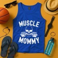 Muscle Mommy Weightlifter Mom Cool Skull Gym Mother Workout Cool Gift Tank Top thumb 4