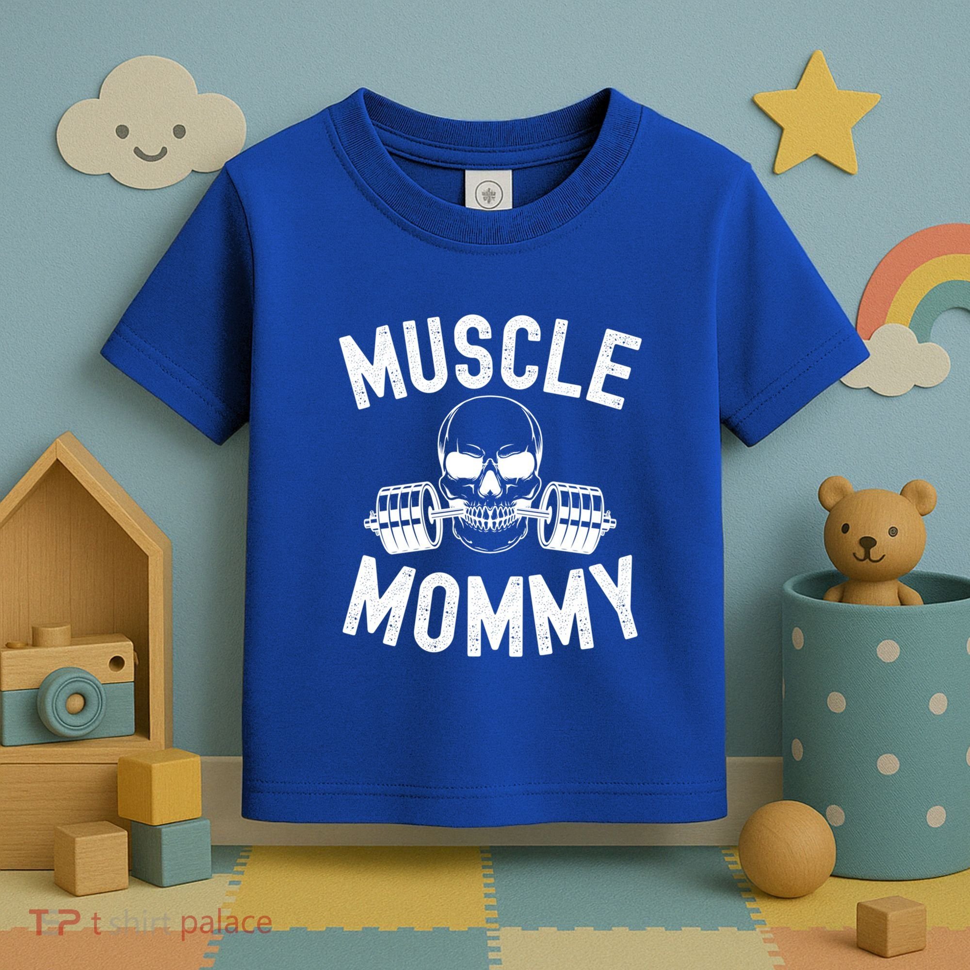 Muscle Mommy Weightlifter Mom Cool Skull Gym Mother Workout Cool Gift Toddler T-Shirt