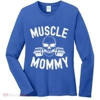 Muscle Mommy Weightlifter Mom Cool Skull Gym Mother Workout Cool Gift Women's Long Sleeve Shirt thumb 0
