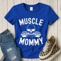 Muscle Mommy Weightlifter Mom Cool Skull Gym Mother Workout Cool Gift Women's T-Shirt thumb 3
