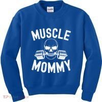 Muscle Mommy Weightlifter Mom Cool Skull Gym Mother Workout Cool Gift Kids Sweatshirt thumb 0