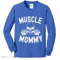Muscle Mommy Weightlifter Mom Cool Skull Gym Mother Workout Cool Gift Kids Long Sleeve Shirt thumb 0