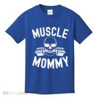 Muscle Mommy Weightlifter Mom Cool Skull Gym Mother Workout Cool Gift Kids T-Shirt thumb 0