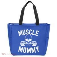 Muscle Mommy Weightlifter Mom Cool Skull Gym Mother Workout Cool Gift Tote Bag thumb 0