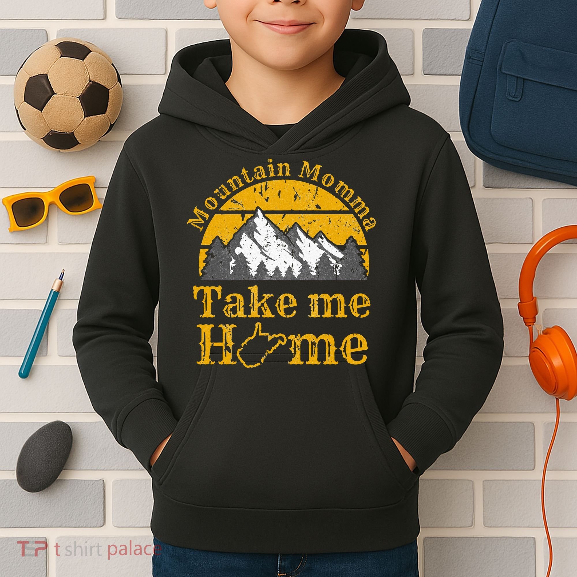 Mountain Momma West Virginia Take Me Home WV Map Mountains Kids Hoodie