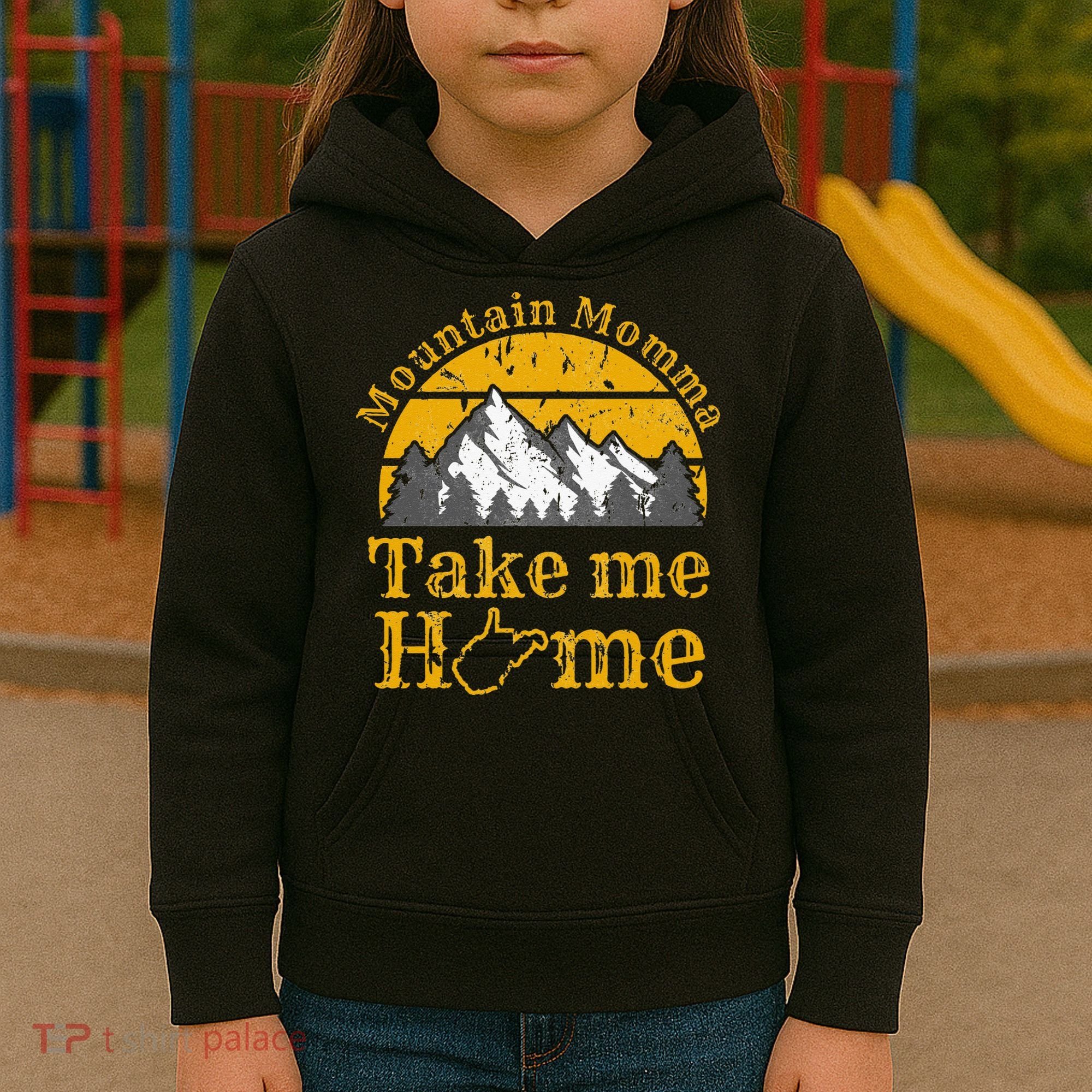 Mountain Momma West Virginia Take Me Home WV Map Mountains Kids Hoodie