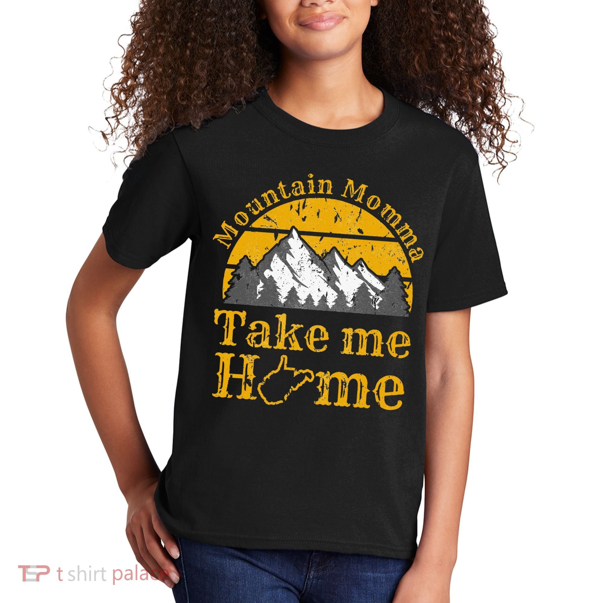 Mountain Momma West Virginia Take Me Home WV Map Mountains Kids T-Shirt