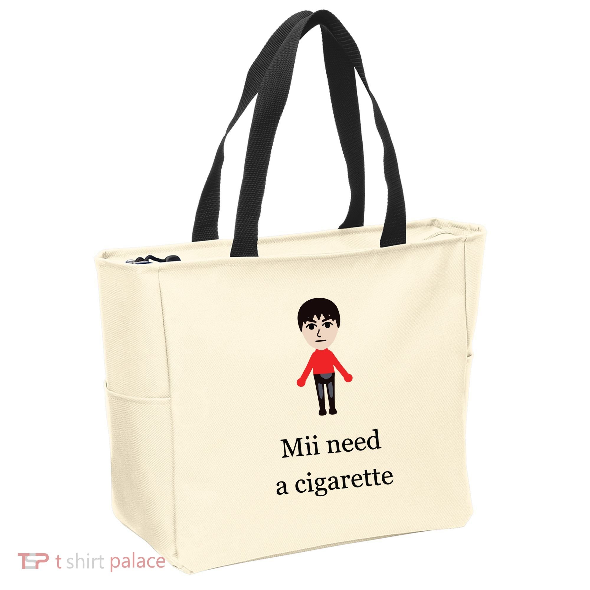 Mii Need A Cigarette Funny Wii Tote Bag