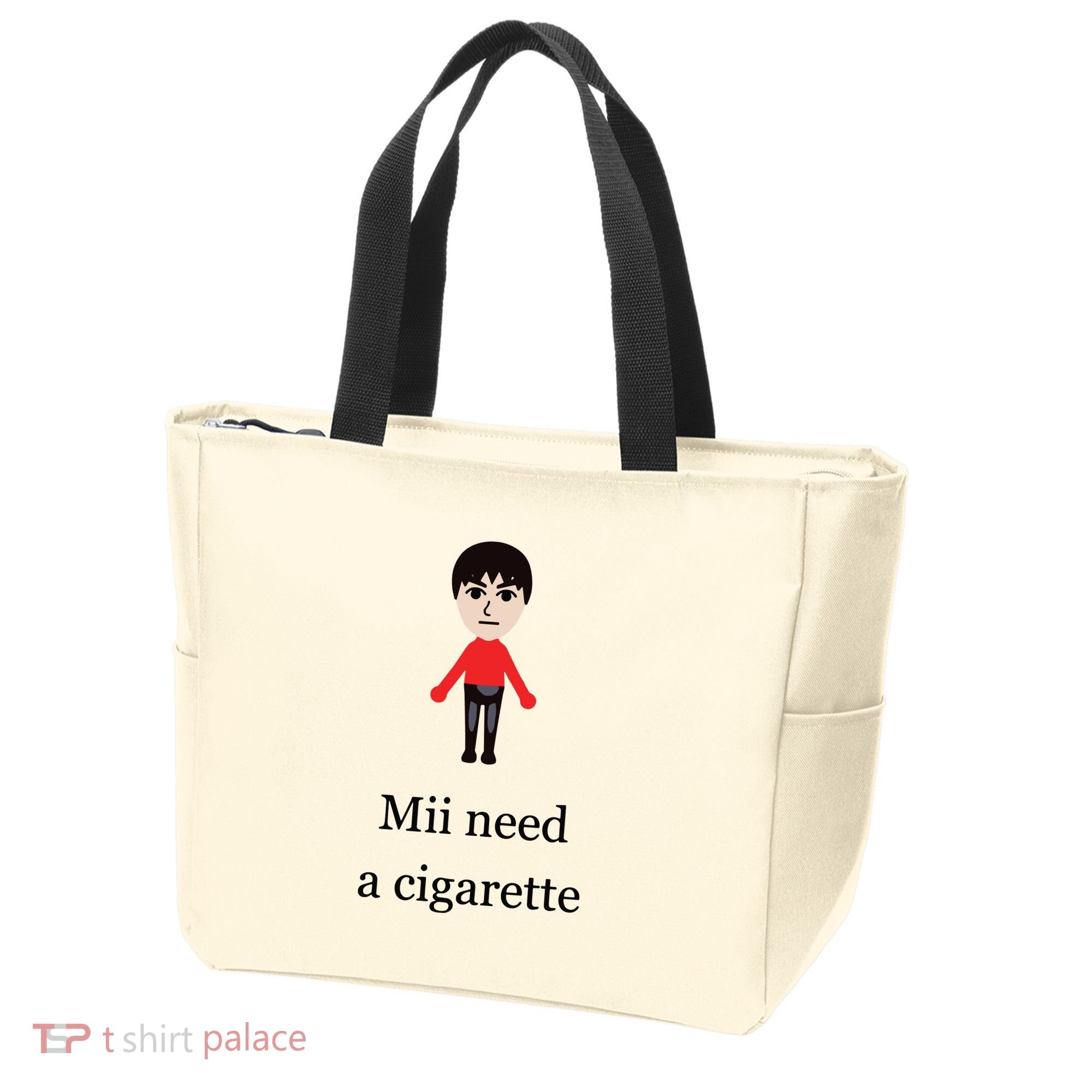 Mii Need A Cigarette Funny Wii Tote Bag