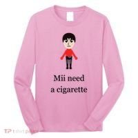Mii Need A Cigarette Funny Wii Long Sleeve Shirt thumb 0