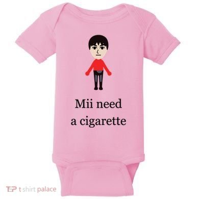 Mii Need A Cigarette Funny Wii Baby Bodysuit