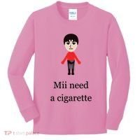 Mii Need A Cigarette Funny Wii Kids Long Sleeve Shirt thumb 0