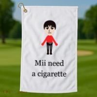 Mii Need A Cigarette Funny Wii Golf Towel thumb 1