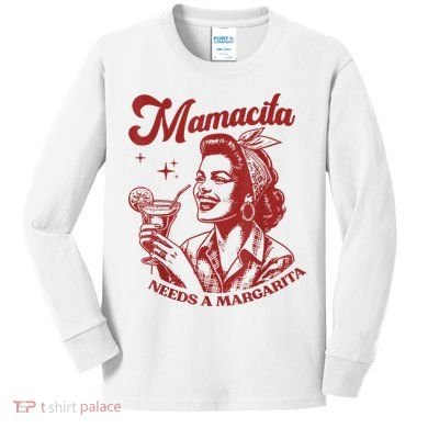 Mamacita Needs A Margarita Retro Kids Long Sleeve Shirt