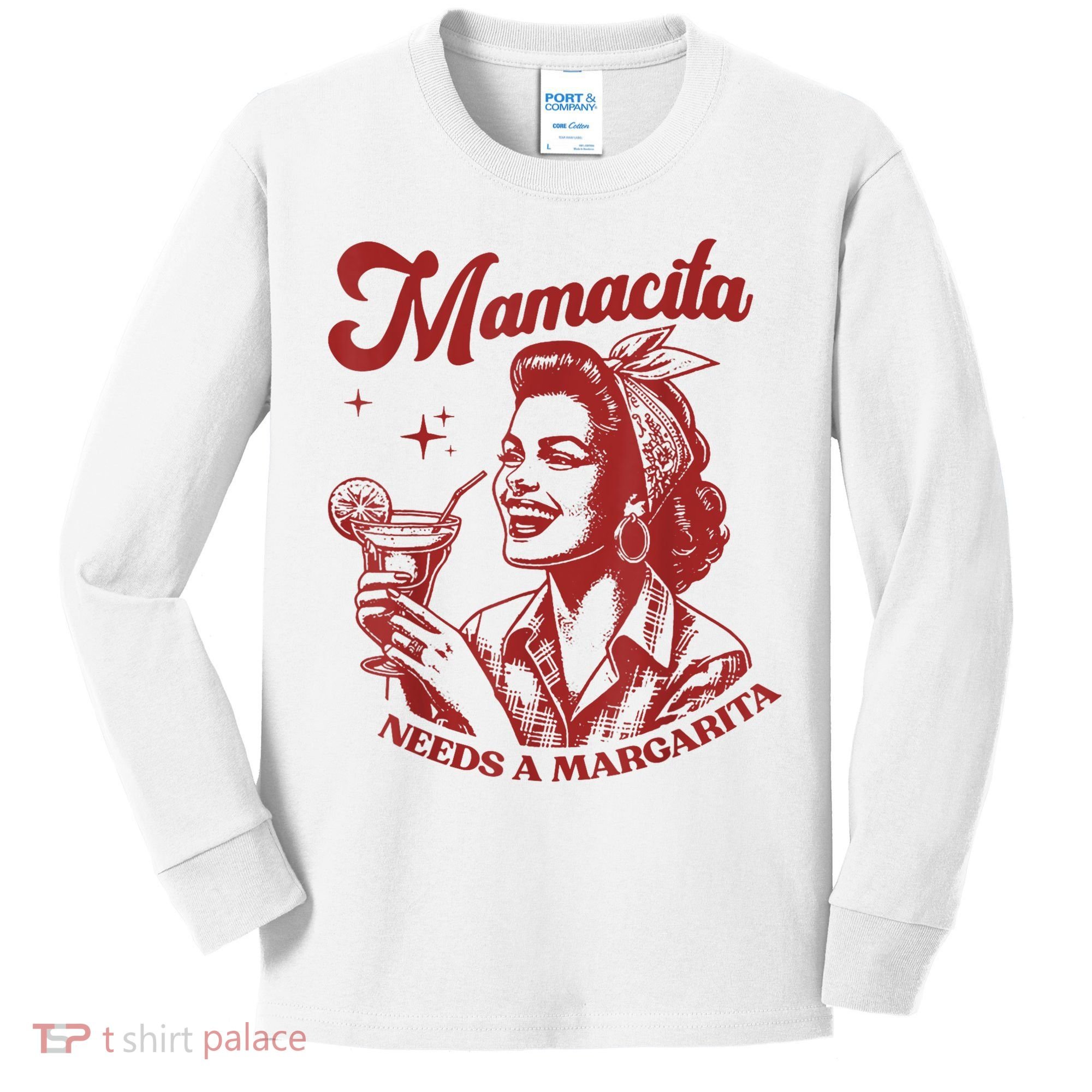 Mamacita Needs A Margarita Retro Kids Long Sleeve Shirt