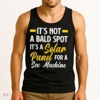 Mens Not A Bald Spot It's Solar Panel For Sex Machine Funny Bald Tank Top thumb 3