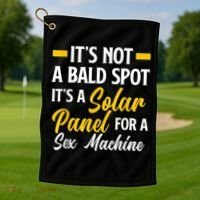 Mens Not A Bald Spot It's Solar Panel For Sex Machine Funny Bald Golf Towel thumb 1