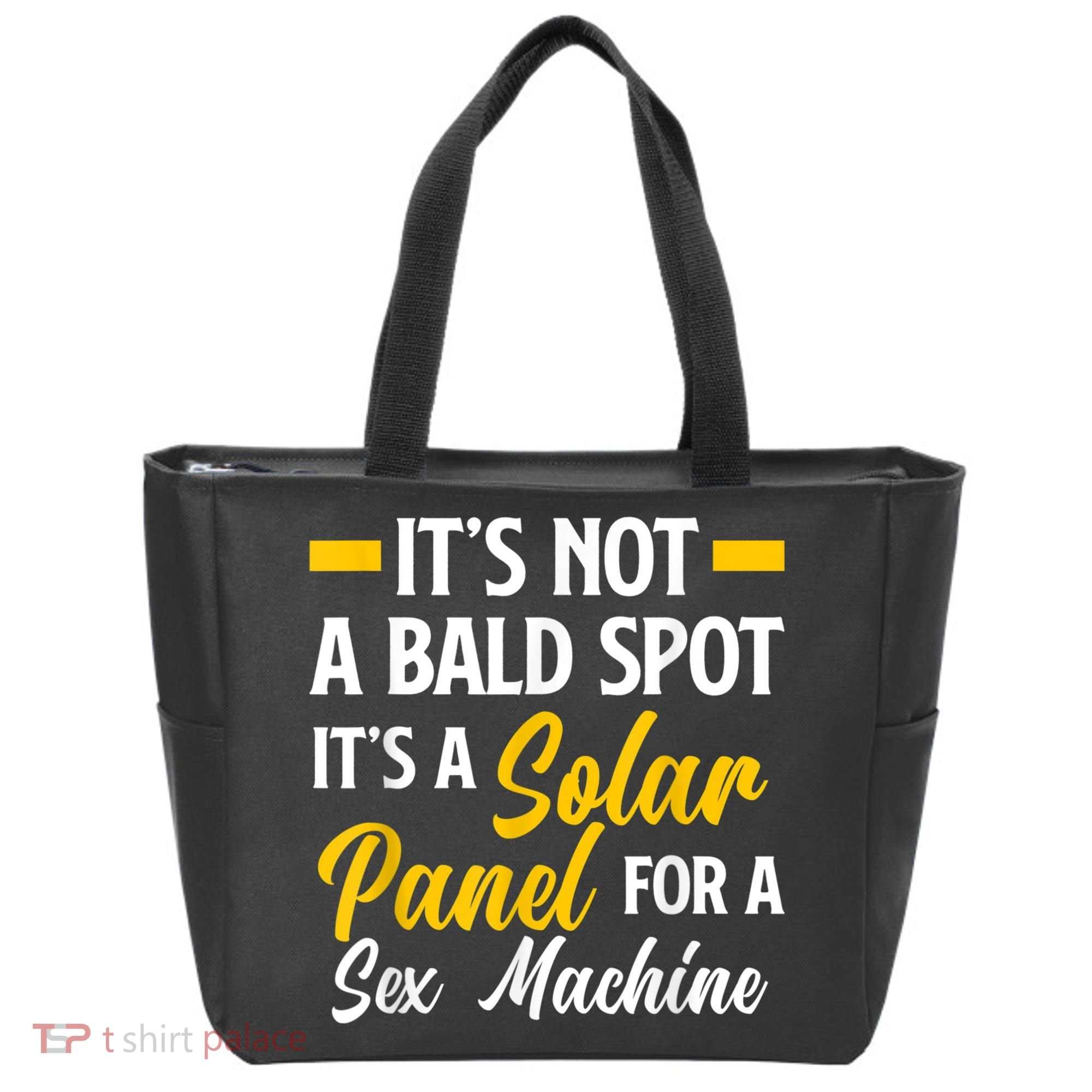Mens Not A Bald Spot It's Solar Panel For Sex Machine Funny Bald Tote Bag
